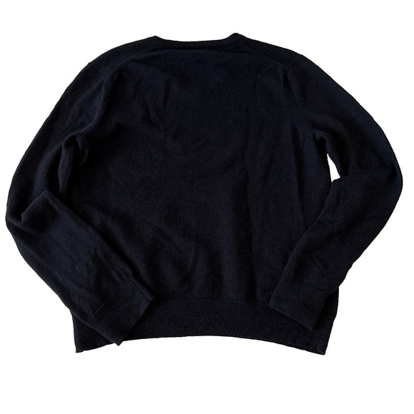 Express Women's L Preppy Merino Wool Navy Blue V Neck Sweater Academia Winter - Picture 2 of 8